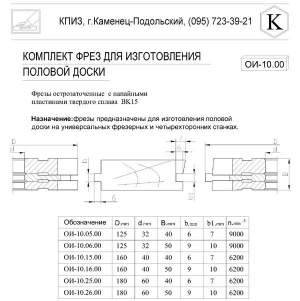 Комплект фрез для обшивочной доски Комплект фрез для обшивочной доски