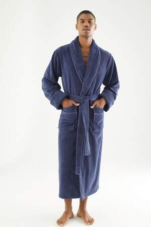 Мужской махровый халат длинный Nusa 7235 Fume