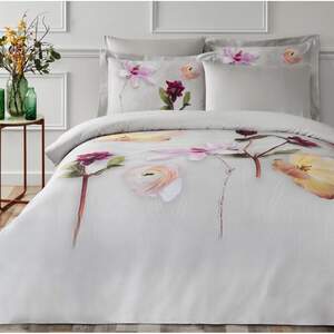 Постельное белье сатин TIVOLYO HOME Floris gri евро размер