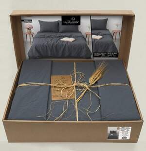 Постельное белье хлопок La Maison Stonewashed 200 х 220 см Mariella Charcoal