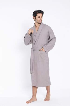 Мужской вафельный длинный халат Nusa 22655