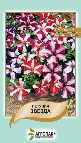 Петуния гибридная двухцветная Звезда, смесь F1 - 20 семян, А Петуния гибридная двухцветная Звезда, смесь F1 - 20 семян, А