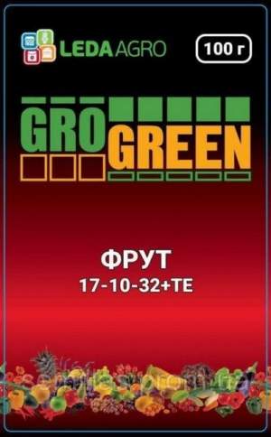 Удобрение Гро Грин Фрут NPK 17-10-32, 100г Удобрение Гро Грин Фрут NPK 17-10-32, 100г