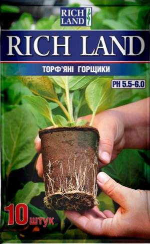 Торфяные горшки RICH LAND 8*8 см. квад. 10 штук Торфяные горшки RICH LAND 8*8 см. квад. 10 штук