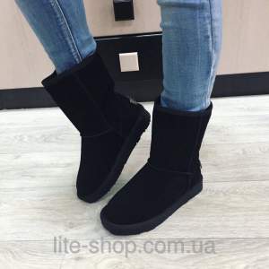 Угги женские UGG натуральная замша черные, зимняя обувь